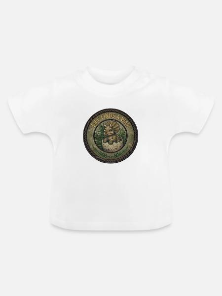 Dinosaurierwelpe im Ei - Baby Bio-T-Shirt mit Rundhals - Weiß