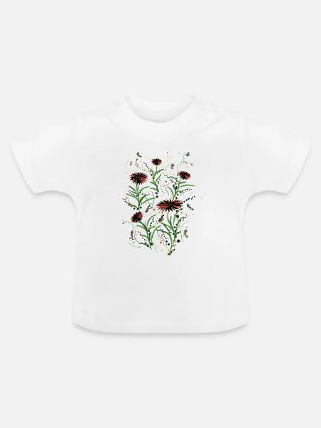 Abstrakte Wildblumen Grunge Illustration - Baby Bio-T-Shirt mit Rundhals - Weiß