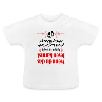 Upside Down Baby Romper Baby Sayings - Baby Organic T-Shirt with Round Neck - white - Front