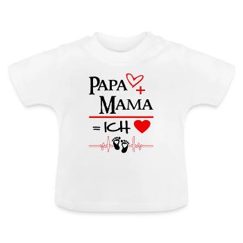 Papa Mama Ich Herz Füße Babysprüche - Baby Bio-T-Shirt mit Rundhals - Weiß - Vorne