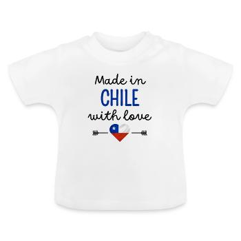 Fabriqué au Chili avec amour – Vêtements pour bébé - T-shirt bio col rond Bébé - blanc - Devant