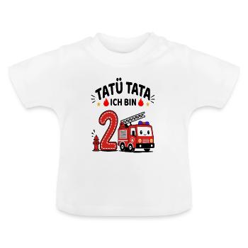 Feuerwehr Geburtstag 2 Jahr Shirt Ich bin 2 - Baby Bio-T-Shirt mit Rundhals - Weiß - Vorne