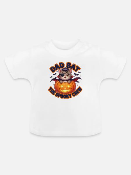 Dad Bat The Spooky Crew - Baby Bio-T-Shirt mit Rundhals - Weiß