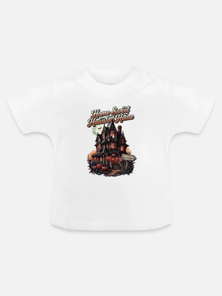 Home sweet haunted home - Baby Bio-T-Shirt mit Rundhals - Weiß