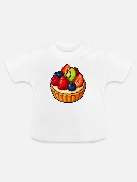 Beerenfrucht Törtchen Muster - Baby Bio-T-Shirt mit Rundhals - Weiß