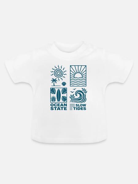 Tropische Sonnenwellen - Baby Bio-T-Shirt mit Rundhals - Weiß
