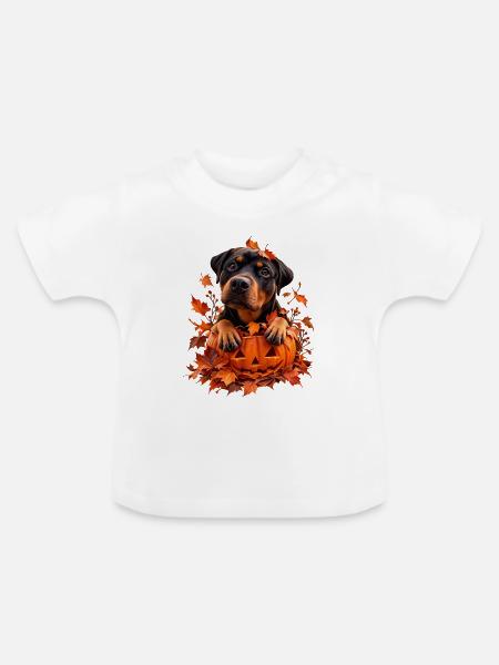 Rottweiler aus dem Kürbis - Baby Bio-T-Shirt mit Rundhals - Weiß