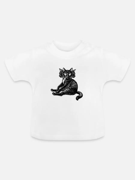 Die mythische dreiköpfige Katze - Baby Bio-T-Shirt mit Rundhals - Weiß