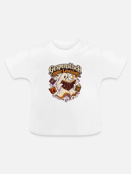 Gespenstisch guter Lesestoff - Baby Bio-T-Shirt mit Rundhals - Weiß