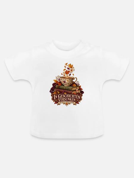 In Geschichten versunken - Baby Bio-T-Shirt mit Rundhals - Weiß