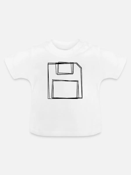 Diskette handgezeichnet - Baby Bio-T-Shirt mit Rundhals - Weiß