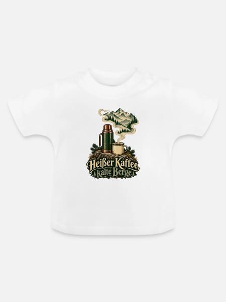 Heißer Kaffee, kalte Berge - Baby Bio-T-Shirt mit Rundhals - Weiß
