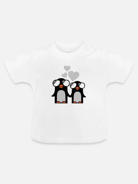 penguins fallen in love - pinguine - Baby Bio-T-Shirt mit Rundhals - Weiß
