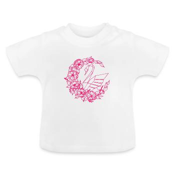 Cygne dans la fleur lune - T-shirt bio col rond Bébé - blanc - Devant