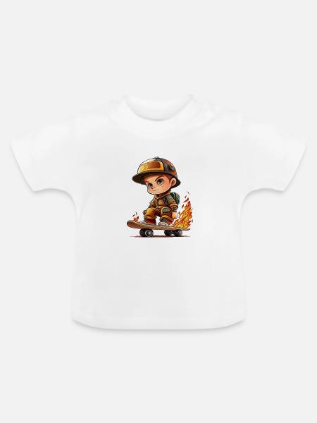 Feuerwehr Junge - Baby Bio-T-Shirt mit Rundhals - Weiß
