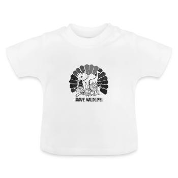 Save Wildlife Geschenke Vintage Wild Animals Go Green - Baby Bio-T-Shirt mit Rundhals - Weiß - Vorne