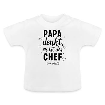 Baby Papa Lustig - Baby Bio-T-Shirt mit Rundhals - Weiß - Vorne