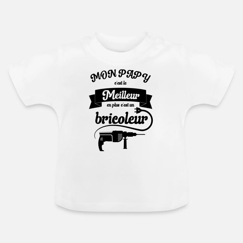 Papy bricoleur - T-shirt bio col rond Bébé - blanc