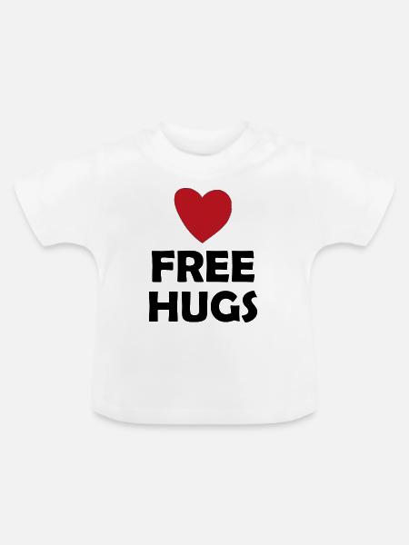 Free Hugs - Baby Bio-T-Shirt mit Rundhals - Weiß
