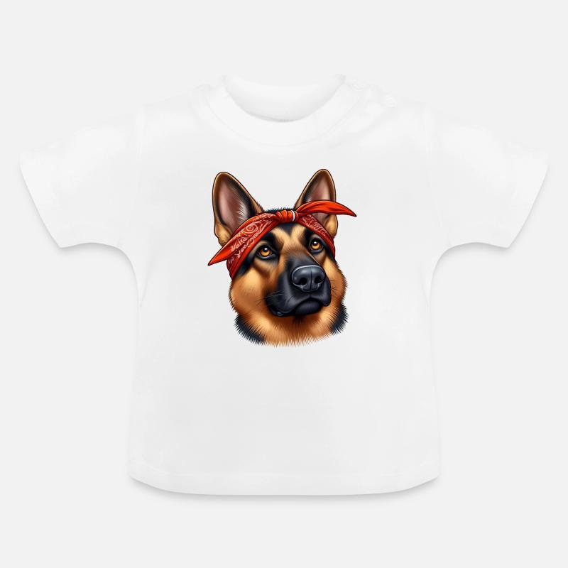 Deutscher Schäferhund Der Rapper - Baby Bio-T-Shirt mit Rundhals - Weiß