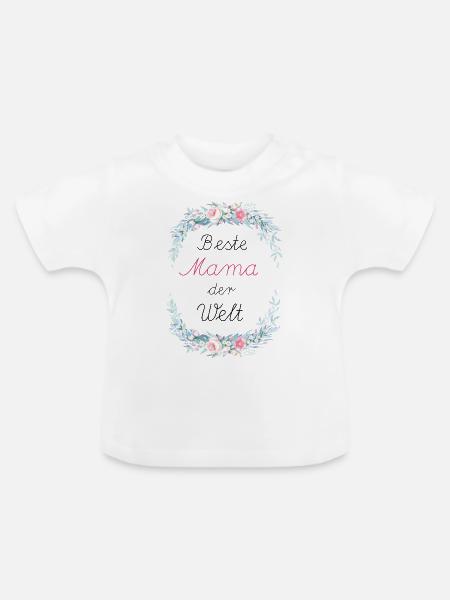 Beste Mama der Welt - Baby Bio-T-Shirt mit Rundhals - Weiß