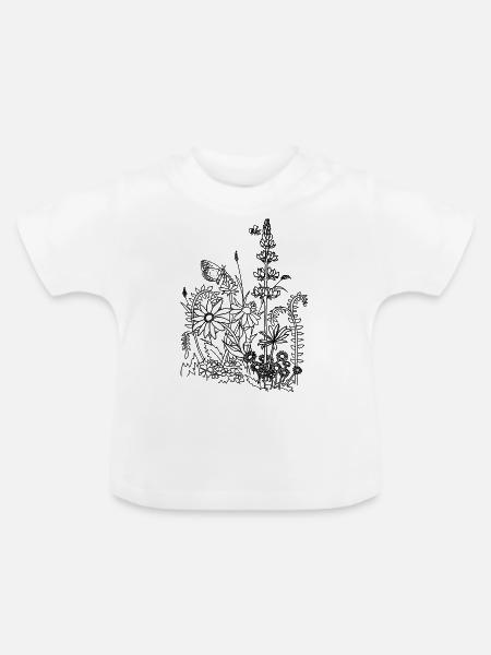 Gartenblumen - Baby Bio-T-Shirt mit Rundhals - Weiß