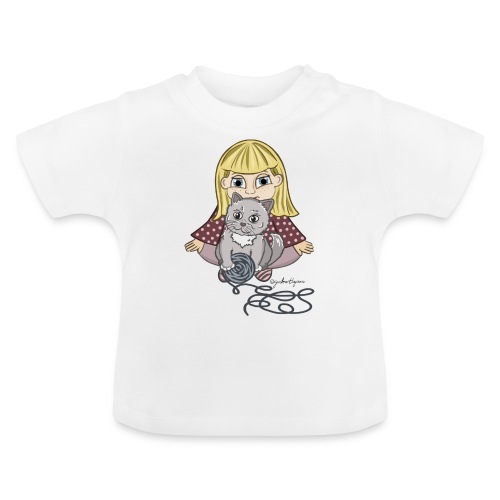 Mädchen mit Katze - Baby Bio-T-Shirt mit Rundhals