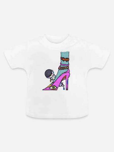 Disko Stöckelschuhe - Baby Bio-T-Shirt mit Rundhals - Weiß