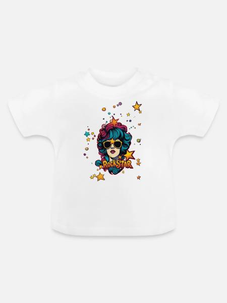 Rock´n´Roll - Baby Bio-T-Shirt mit Rundhals - Weiß