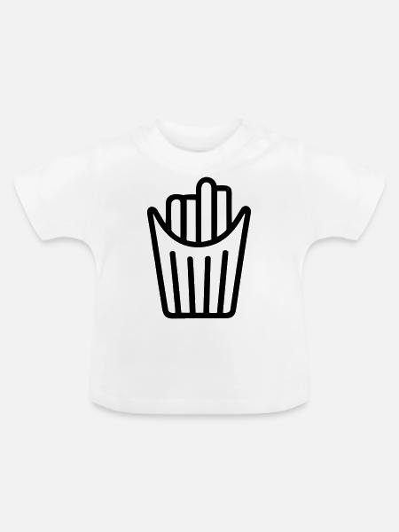 Pommes Frites Tüte - Baby Bio-T-Shirt mit Rundhals - Weiß