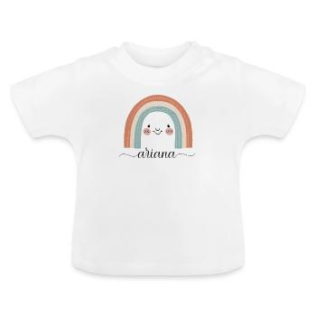 Ariana! Regenbogen, personalisierbar - Baby Bio-T-Shirt mit Rundhals - Weiß - Vorne