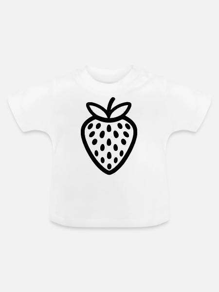 Erdbeere - Baby Bio-T-Shirt mit Rundhals - Weiß