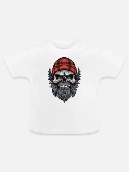 Skull Holzfäller Lumberjack - Baby Bio-T-Shirt mit Rundhals - Weiß