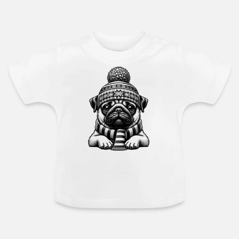 Mops - Baby Bio-T-Shirt mit Rundhals - Weiß