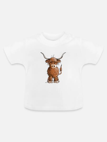 Schottisches Hochlandrind - Baby Bio-T-Shirt mit Rundhals - Weiß