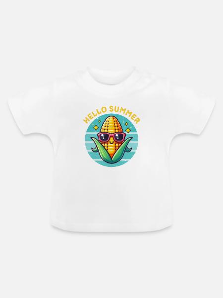 Hallo Sommer - Baby Bio-T-Shirt mit Rundhals - Weiß