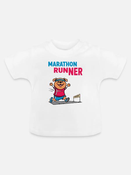 Hunde Marathonläufer - Baby Bio-T-Shirt mit Rundhals - Weiß