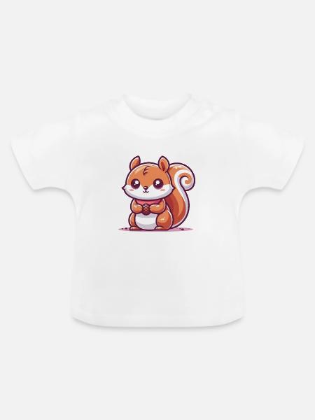 Eichhörnchen mit einem Samen - Baby Bio-T-Shirt mit Rundhals - Weiß