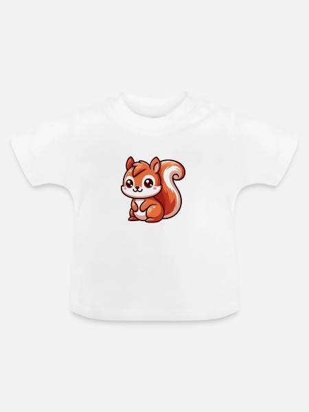 Kleines süßes Eichhörnchen - Baby Bio-T-Shirt mit Rundhals - Weiß