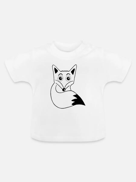 Süßer schwarzer Fuchs - Baby Bio-T-Shirt mit Rundhals - Weiß