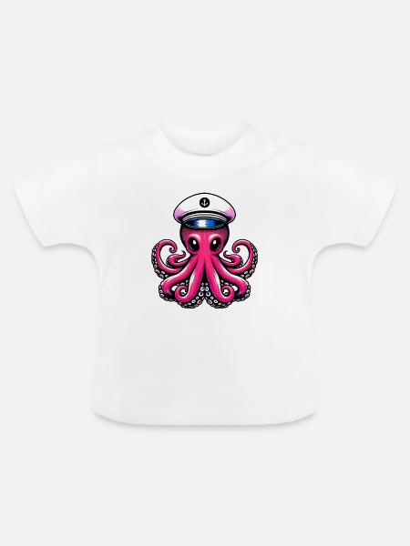 Krake - Baby Bio-T-Shirt mit Rundhals - Weiß
