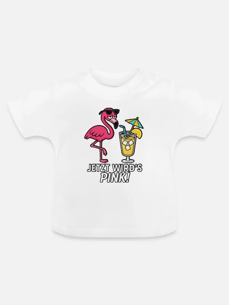 Jetzt wird's pink! - Baby Bio-T-Shirt mit Rundhals - Weiß