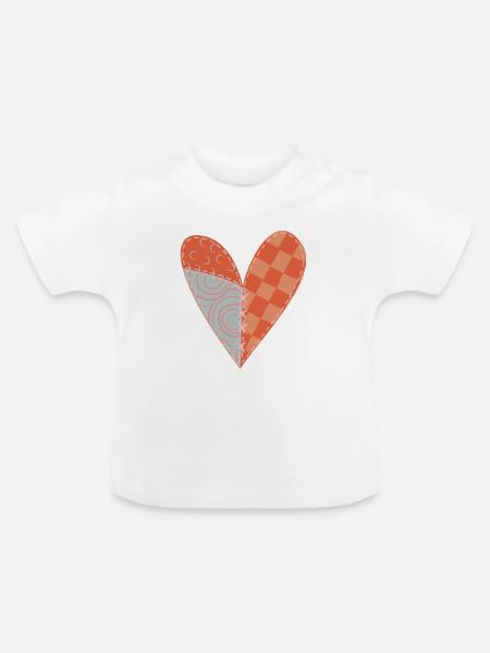 Patchwork Herz Nr 5 - Baby Bio-T-Shirt mit Rundhals - Weiß