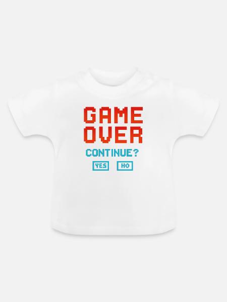 Game Over, Continue? - Baby Bio-T-Shirt mit Rundhals - Weiß
