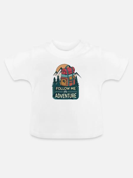 Abenteuerrucksack Berge Wald - Baby Bio-T-Shirt mit Rundhals - Weiß