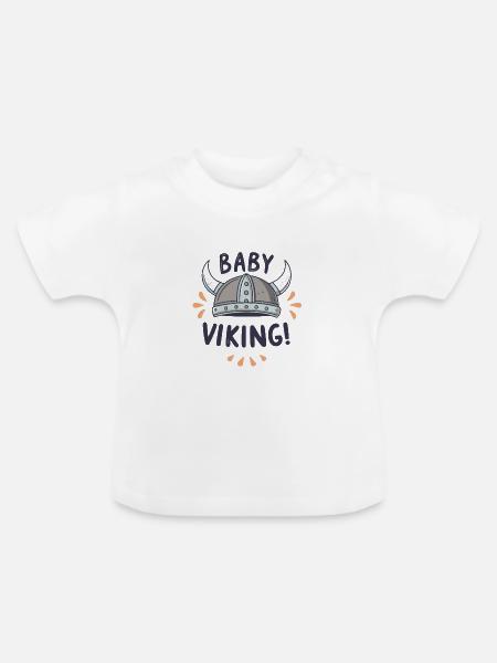Baby Wikinger Held Helm - Baby Bio-T-Shirt mit Rundhals - Weiß