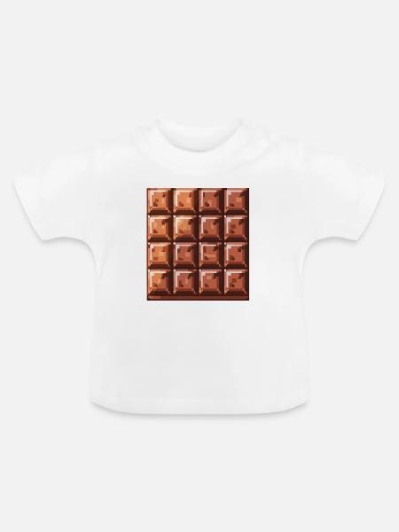 Pixel Schoko Quadrat Muster - Baby Bio-T-Shirt mit Rundhals - Weiß