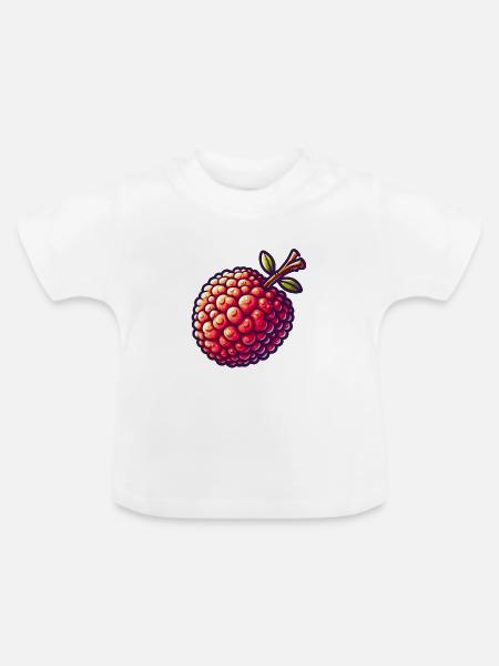 Litschi Pop Art Rot - Baby Bio-T-Shirt mit Rundhals - Weiß