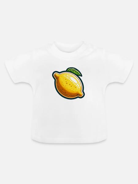 Zitronenglanzgelber Aufkleber - Baby Bio-T-Shirt mit Rundhals - Weiß