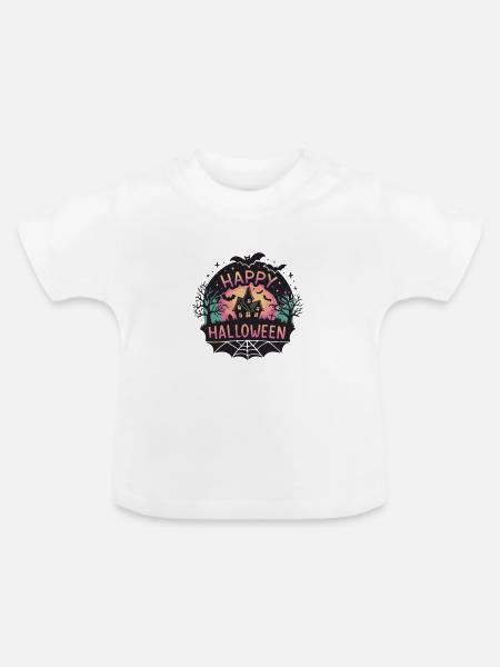 Spukhaus im Mondlicht - Baby Bio-T-Shirt mit Rundhals - Weiß